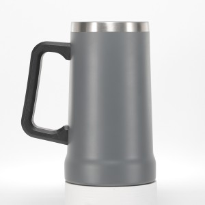 25OZ Double Wall Super Big Capacity Qabashada Beer Mug oo leh Gacan